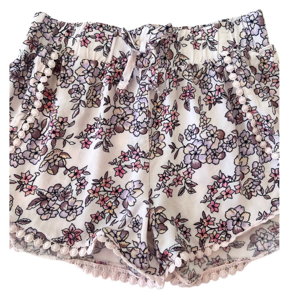 (NWT) btween Pink Ruffle Tank & Floral Shorts SET, Pom Pom, Trim Bows | Girl 5T - Picture 8 of 11